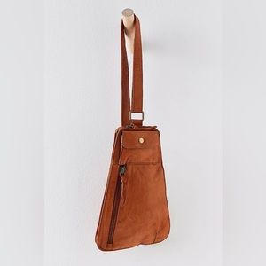 Free People Rustic Brown Leather Crossbody Sling Bag